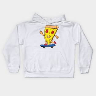 pizza riding skateboard Kids Hoodie